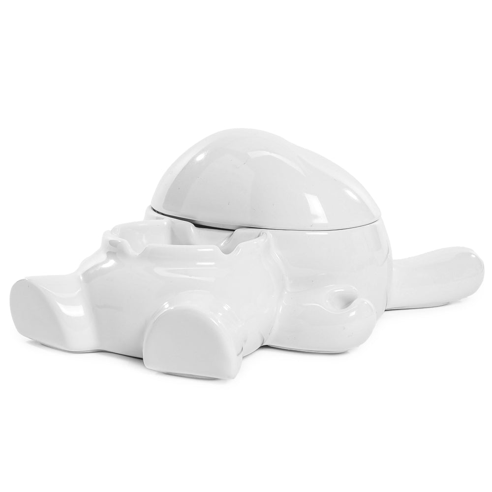 ANGLED VIEW LAYING FLAT - L.I.E. (LOVE ISN’T EASY) Dunny Ceramic Ashtray: PURE Edition - Kidrobot