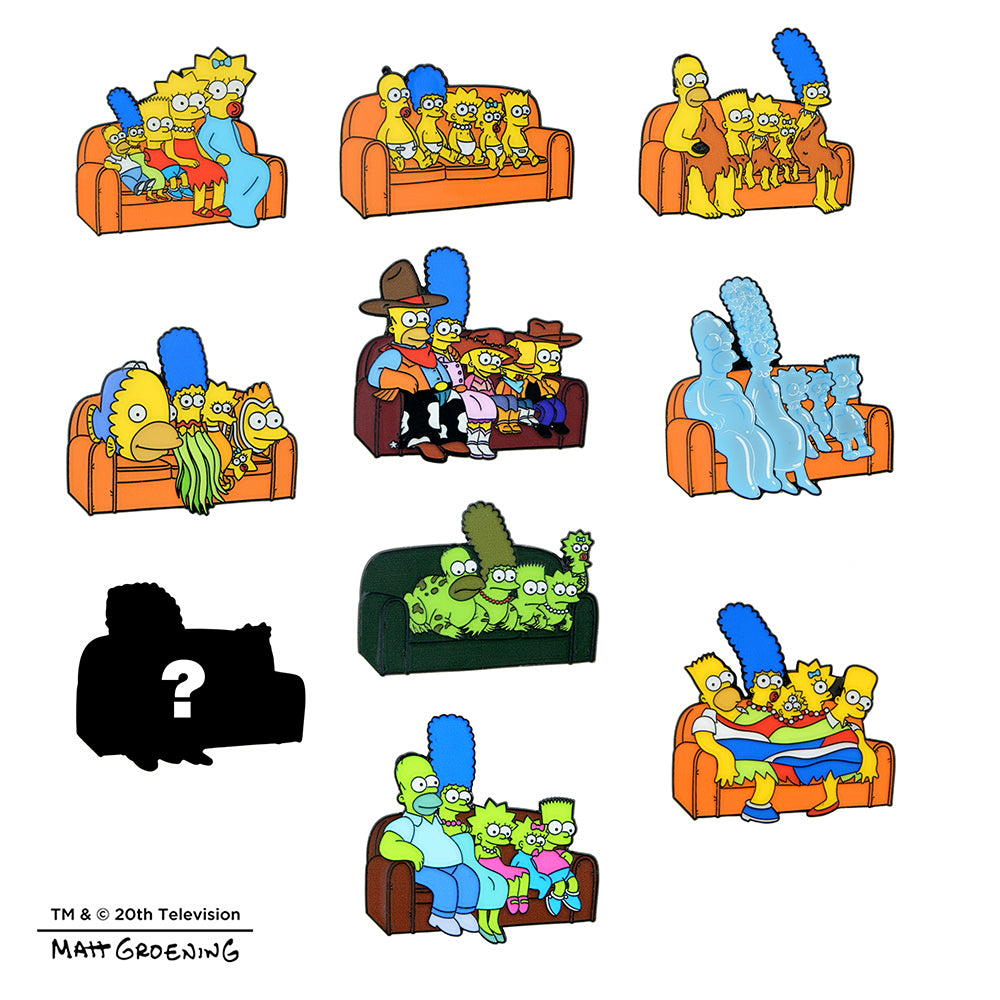The Simpsons Couch Gag enamel pin from the blind box series featuring a colorful cartoon design and collectible character artwork.