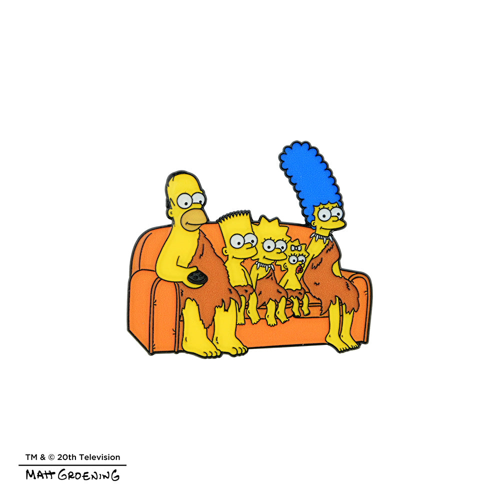 The Simpsons Couch Gag enamel pin series featuring colorful cartoon characters from the popular TV show.