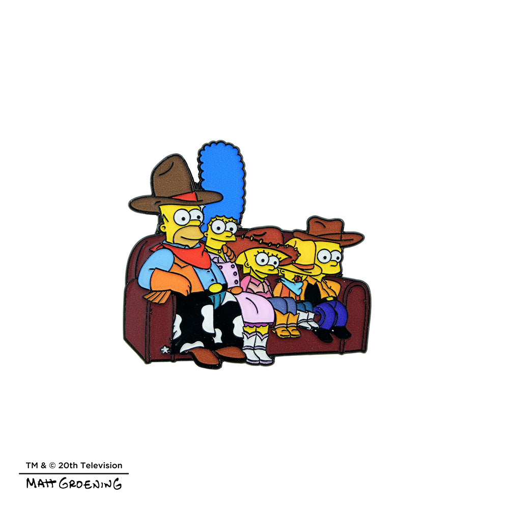 The Simpsons Couch Gag enamel pin from the series, featuring a colorful design of the iconic couch scene from the animated show.