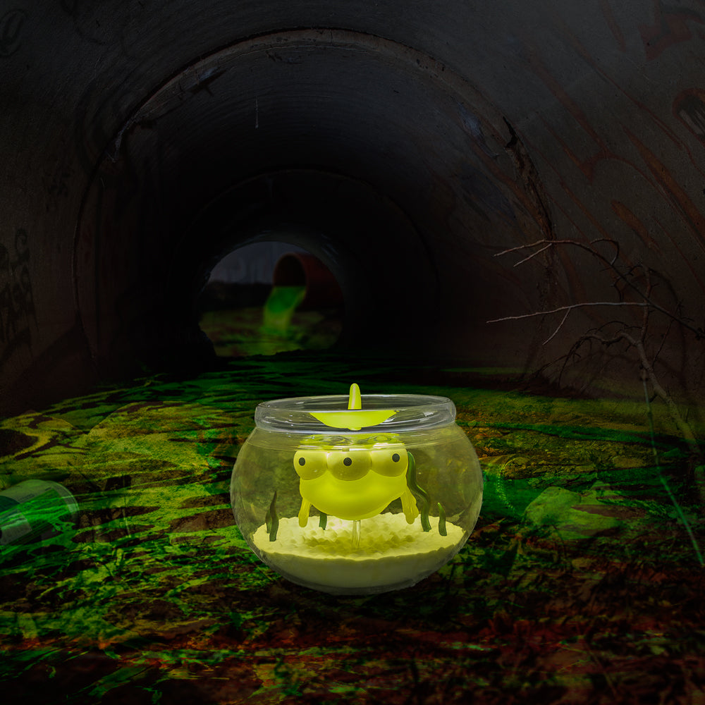 The Simpsons - Blinky in Fish Bowl 5.5” Glow-in-the-Dark Vinyl Art Figure (Radioactive Edition) - Kidrobot.com Exclusive