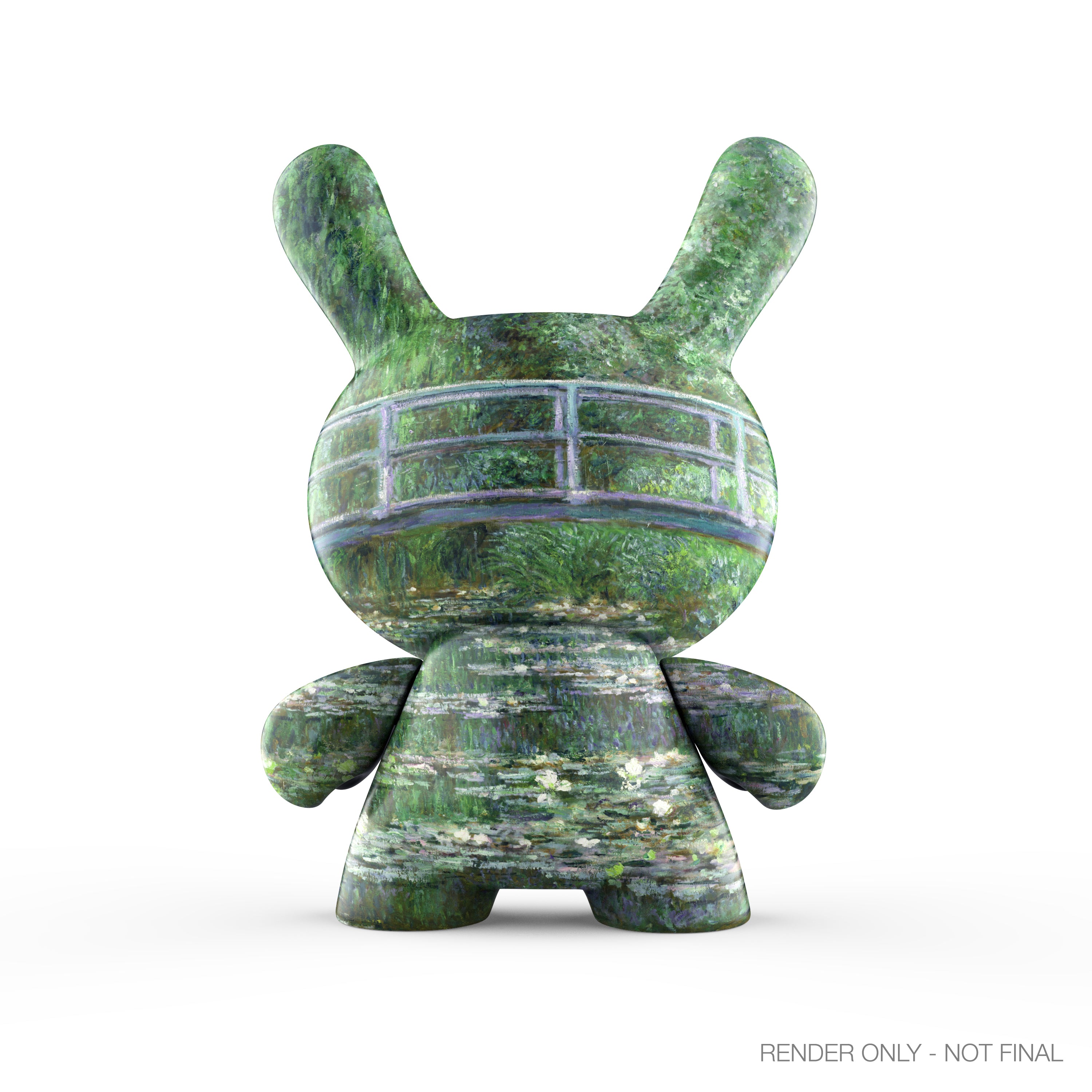 The Met 3-inch Showpiece Vinyl Dunny featuring Claude Monet's Water Lilies painting, with vibrant lily pond details and artistic design.
