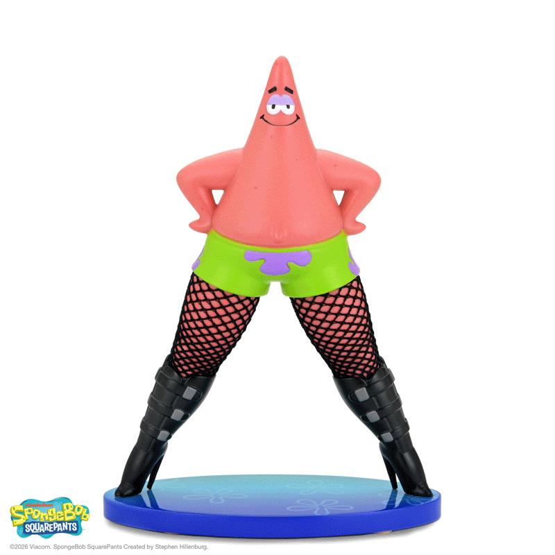 Limited edition SpongeBob SquarePants Patrick Star resin art figure in fishnets, 6 inches tall, from the "Goofy Goober Rock" series.