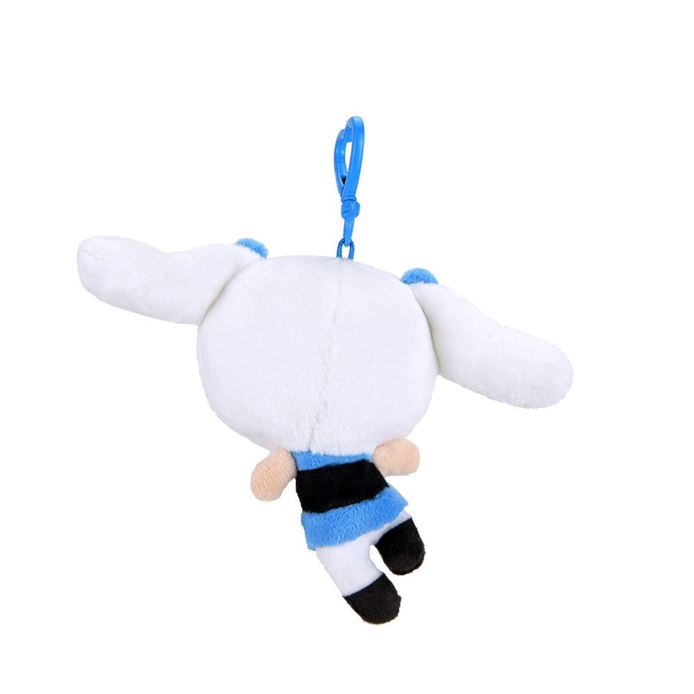 Sanrio Hello Kitty and Powerpuff Girls plush charm featuring Bubbles from The Powerpuff Girls, soft and collectible for fans.