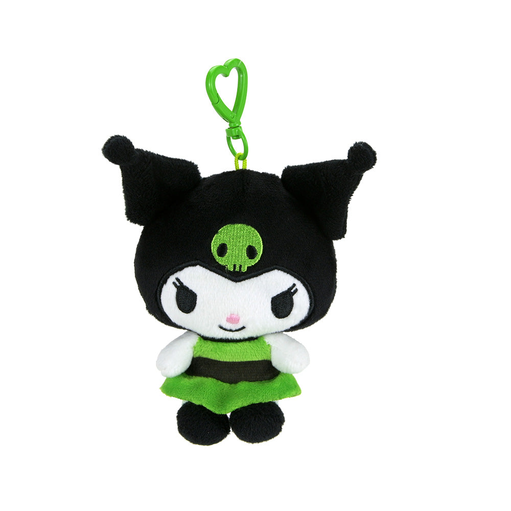 Sanrio Hello Kitty and Powerpuff Girls plush charm blind box featuring colorful character designs and soft fabric textures.