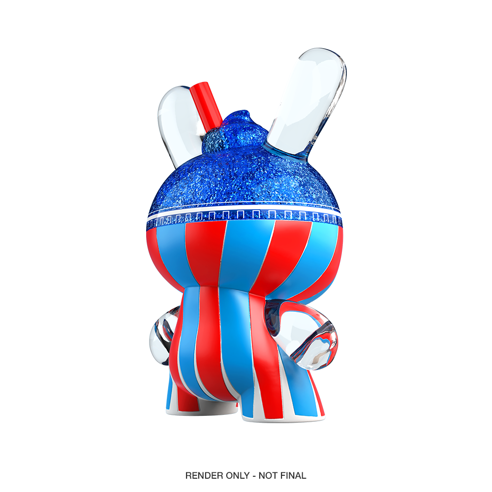 Kidrobot ICEE Blue Raspberry 3-inch resin Dunny art figure, featuring vibrant blue raspberry design, debut at SDCC.