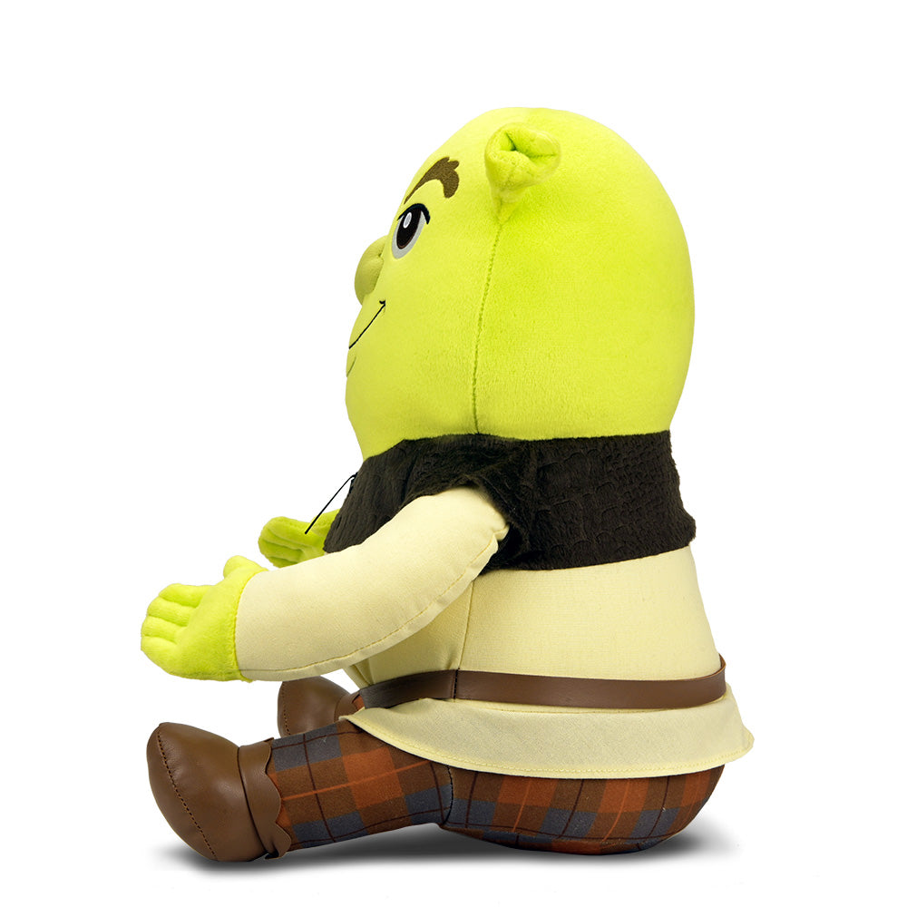 Large Shrek plush toy with sound, soft fabric, detailed character design, perfect for fans of the Shrek animated movies.