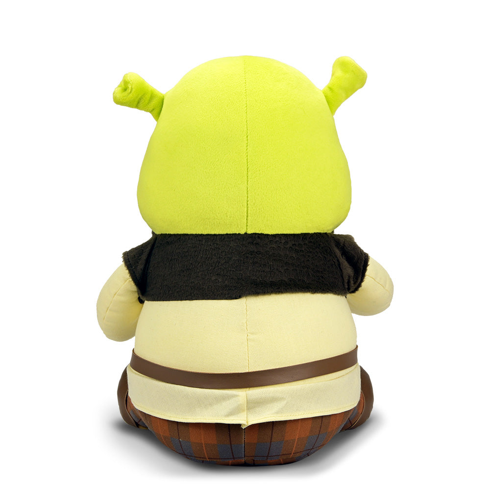 Shrek large plush toy with sound, soft stuffed character from the Shrek movie, featuring detailed green face and signature outfit.