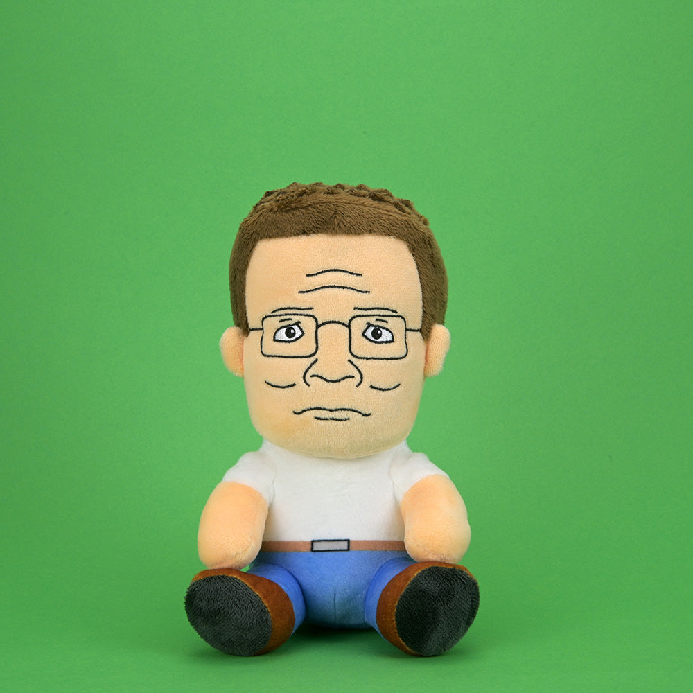 Soft Hank Hill plush toy from King of the Hill, featuring detailed embroidered face and classic character design.