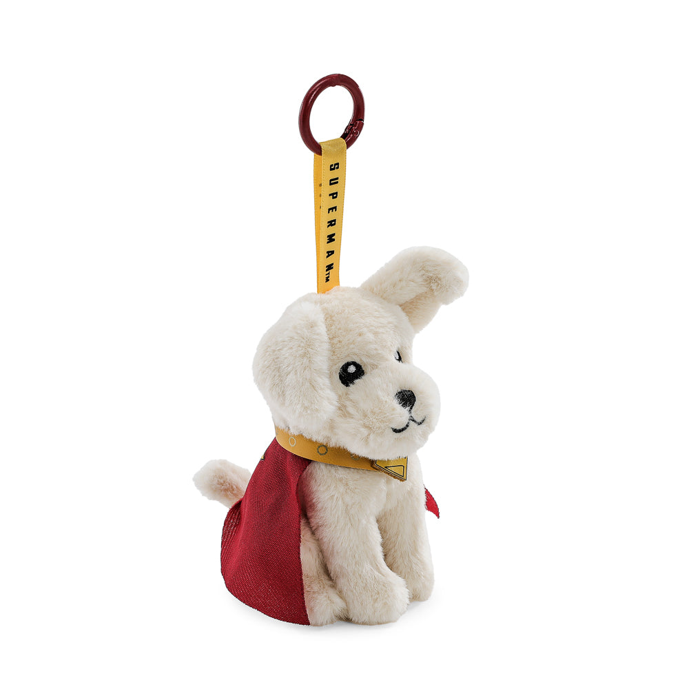 Superman Krypto plush charm from DC Comics featuring a cute plush of Superman and Krypto the Superdog, ideal for bags or collectibles.