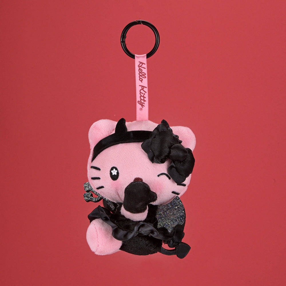 Sanrio Hello Kitty Mimmy devilishly cute plush charm, SDCC debut, showing a soft, detailed plush charm featuring Hello Kitty's sister Mimmy.