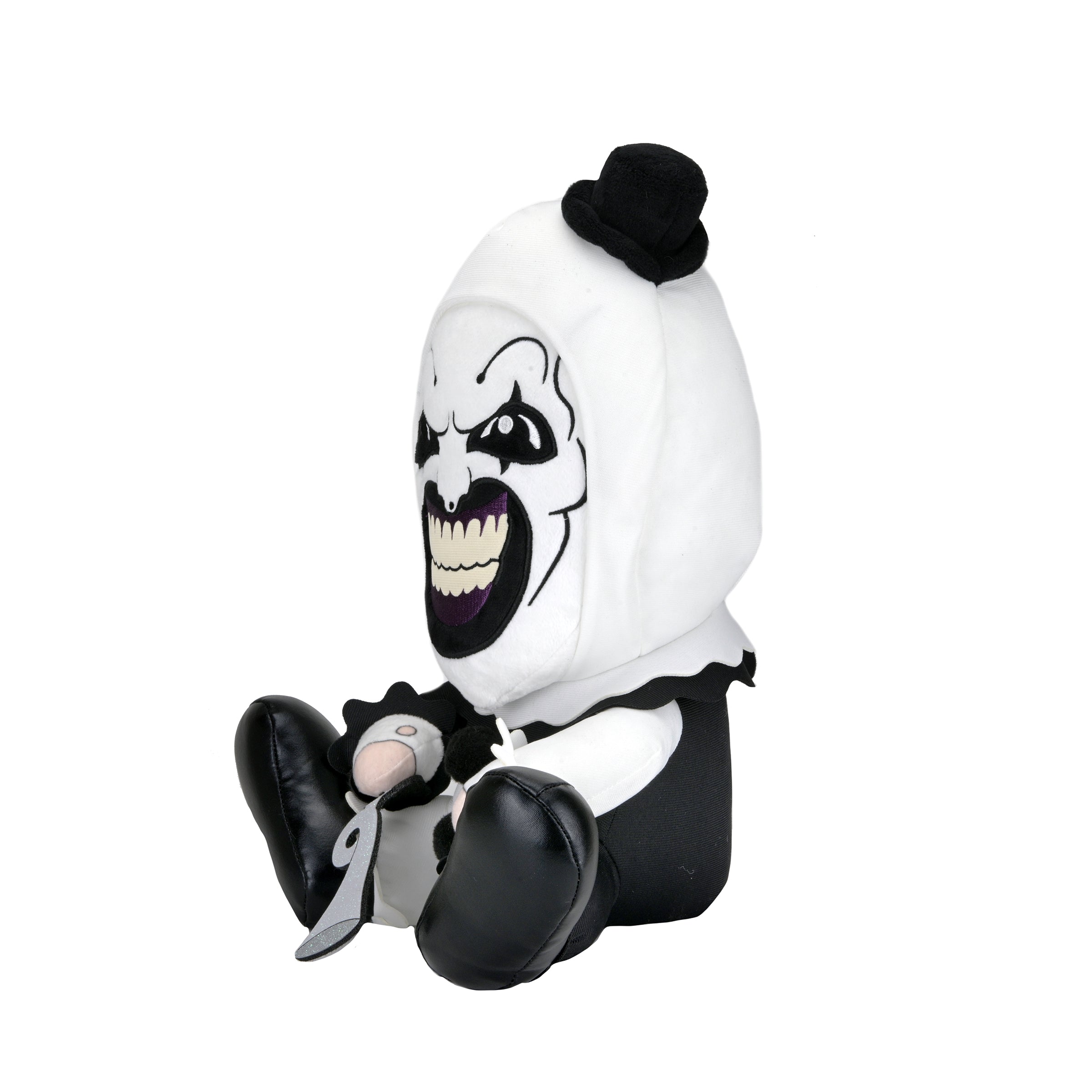 Large plush of Art the Clown from Terrifier 3 by Terrifier, soft and detailed plush toy featuring the iconic horror character.