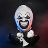 Large Art the Clown plush from Terrifier 3 featuring a soft, detailed plush toy of the horror character Art the Clown.