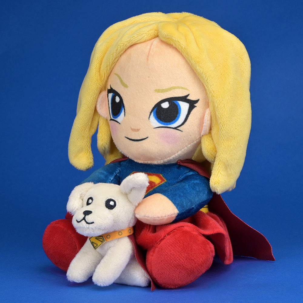 Supergirl plush toy featuring Supergirl with Krypto from the Supergirl Phunny Plush collection, soft and cuddly for fans.