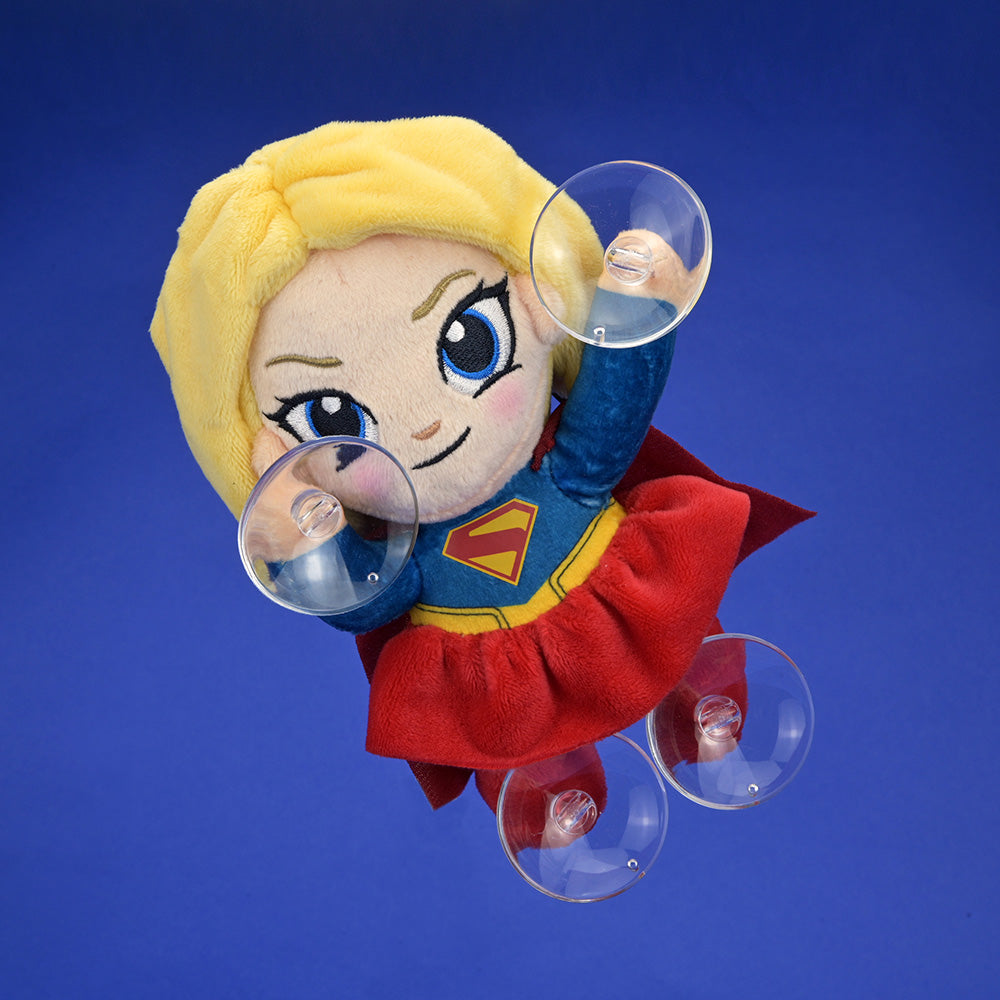 Supergirl plush window clinger featuring Supergirl character from the Supergirl brand, designed to stick to windows decoratively.
