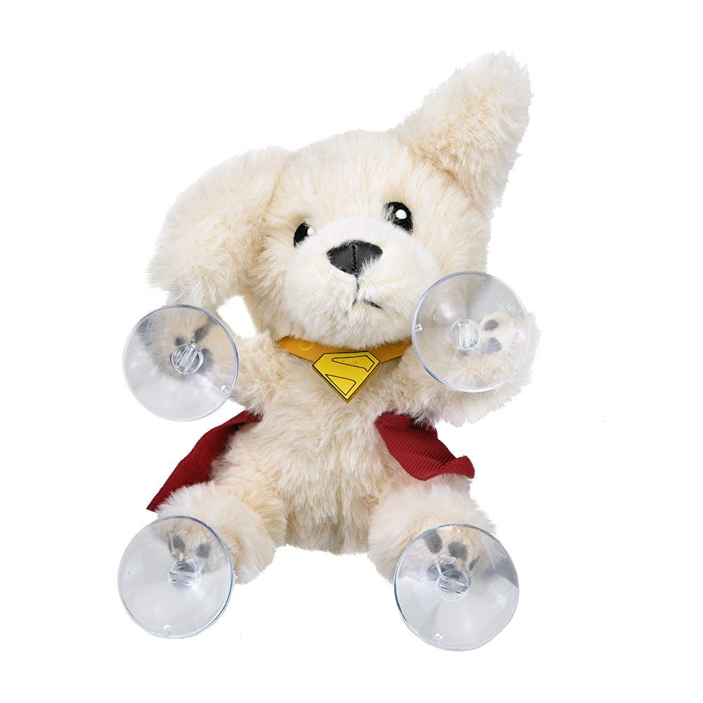 Supergirl Krypto plush window clinger featuring Supergirl and Krypto, colorful and soft for decorative or play use.