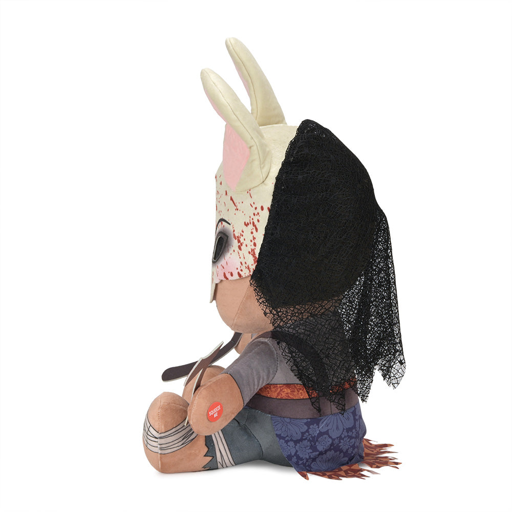 Large Dead by Daylight Huntress plush with sound, soft fabric, detailed costume, perfect for fans and collectors.