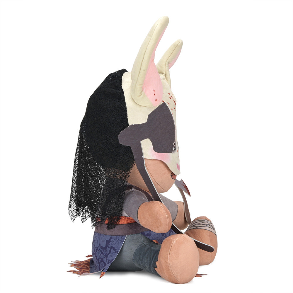 Large Dead by Daylight Huntress plush with sound, soft fabric, detailed design, perfect for collectors and fans of the game.