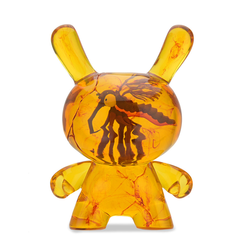 Amber Dunny 8-inch resin art figure by Kidrobot, featuring a stylized Dunny design with vibrant amber color and detailed craftsmanship.