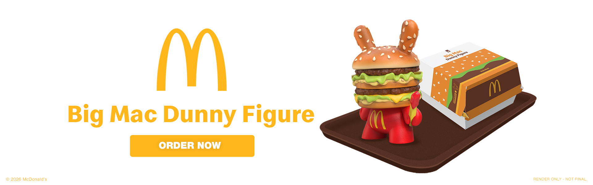 McDonald's Big Mac 8" Vinyl Dunny Art Figure on Kidrobot.com featuring Big Mac Burger Box inspired packaging