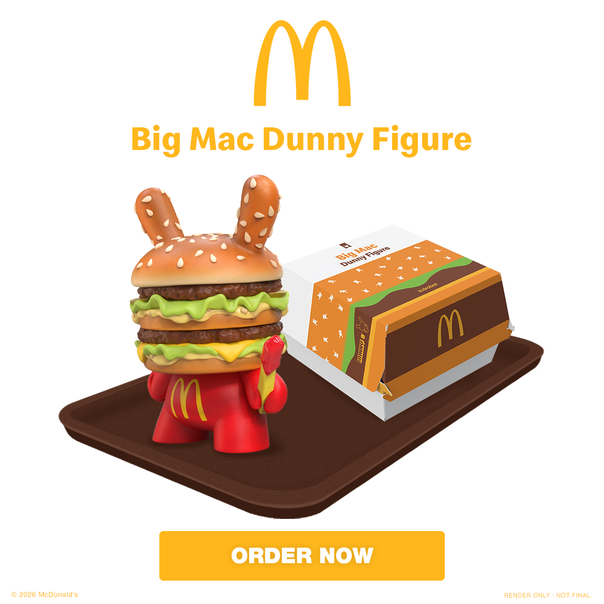 McDonald's Big Mac 8" Vinyl Dunny Art Figure on Kidrobot.com featuring Big Mac Burger Box inspired packaging