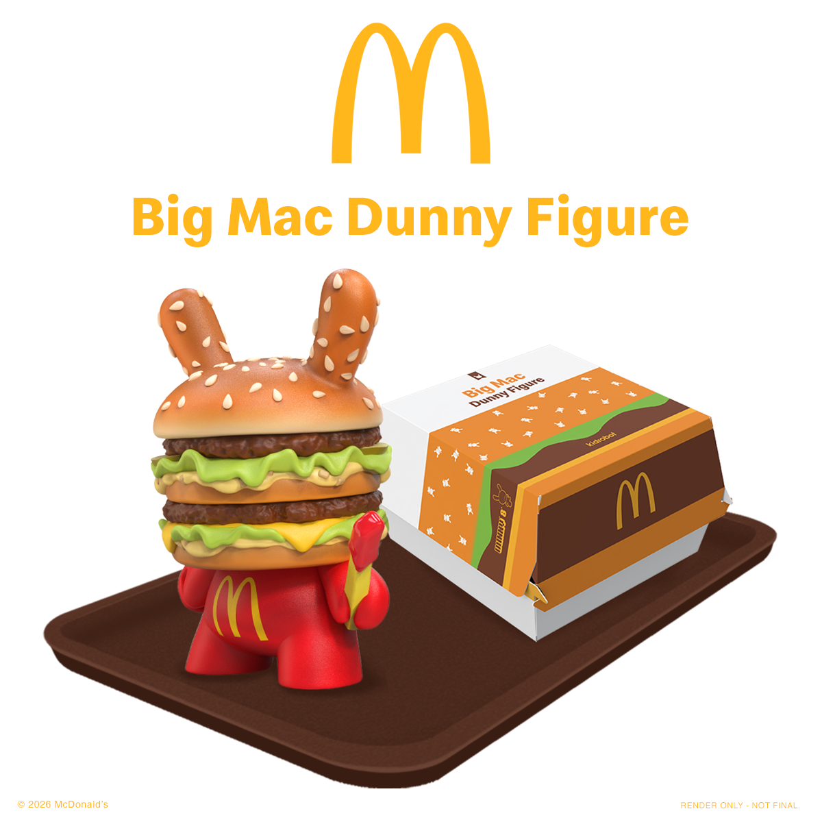McDonald's Big Mac 8" Vinyl Dunny Art Figure on Kidrobot.com featuring Big Mac Burger Box inspired packaging
