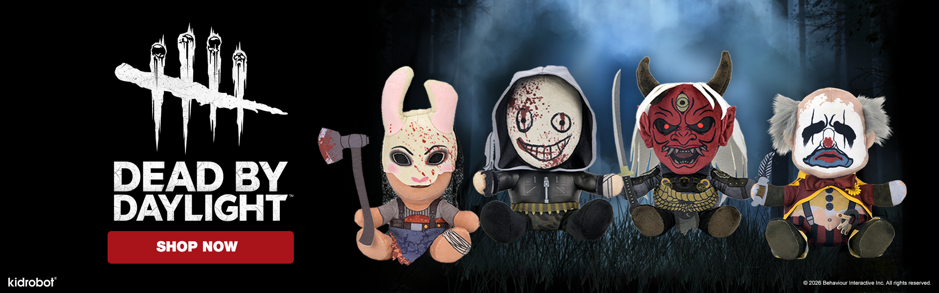 Dead by Daylight – The Huntress, The Clown, The Legion & The Oni Phunny Plush 4-Pack Bundle on Kidrobot.com