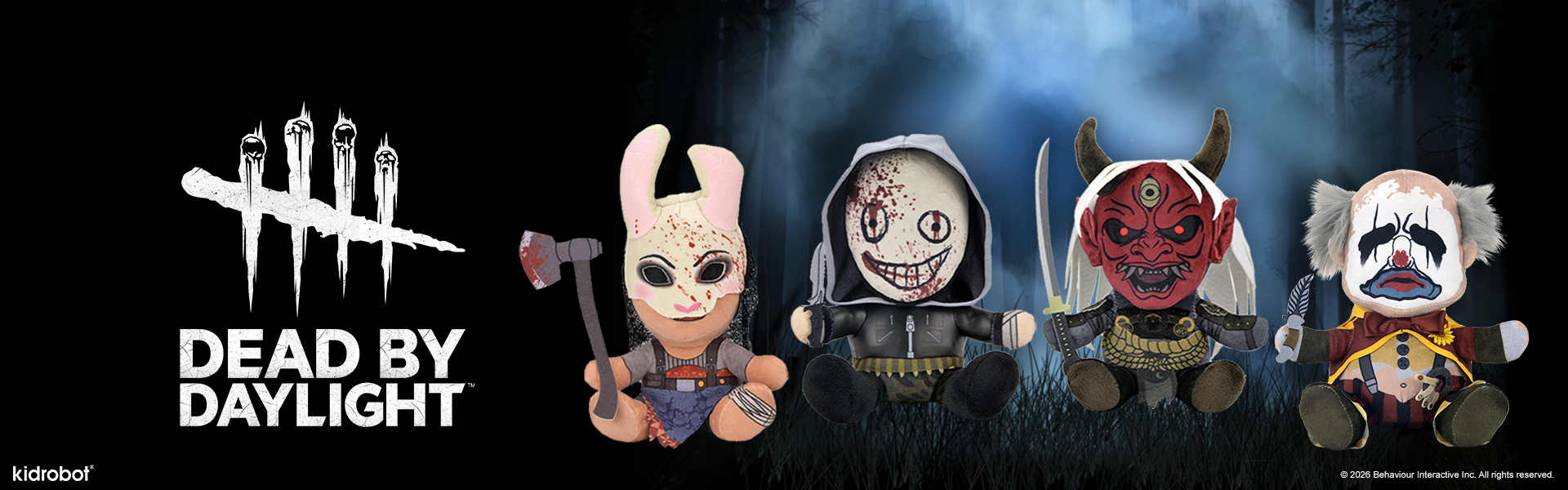 Dead by Daylight – The Huntress, The Clown, The Legion & The Oni Phunny Plush 4-Pack Bundle on Kidrobot.com