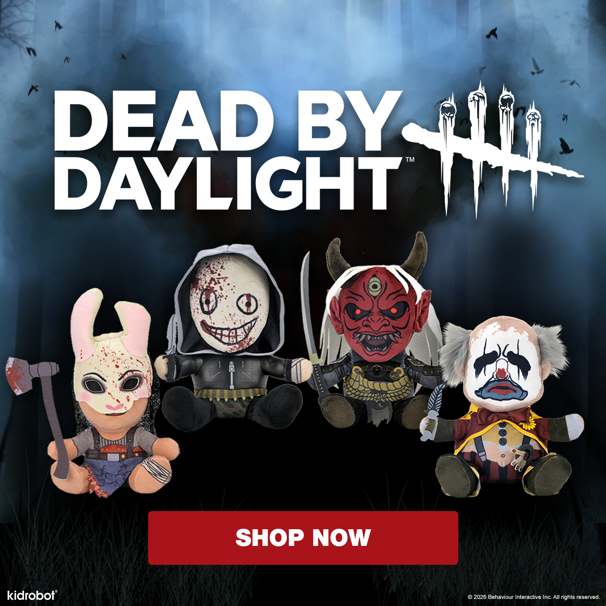 Dead by Daylight – The Huntress, The Clown, The Legion & The Oni Phunny Plush 4-Pack Bundle on Kidrobot.com