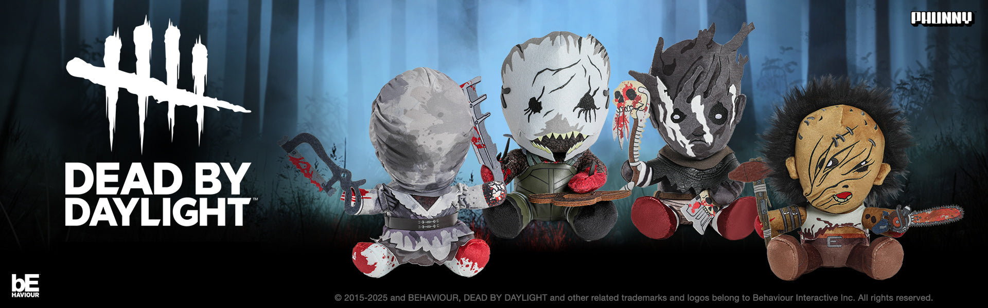 Dead by Daylight – The Hillbilly, The Nurse, The Trapper & The Wraith Phunny Plush 4-Pack Bundle - Kidrobot
