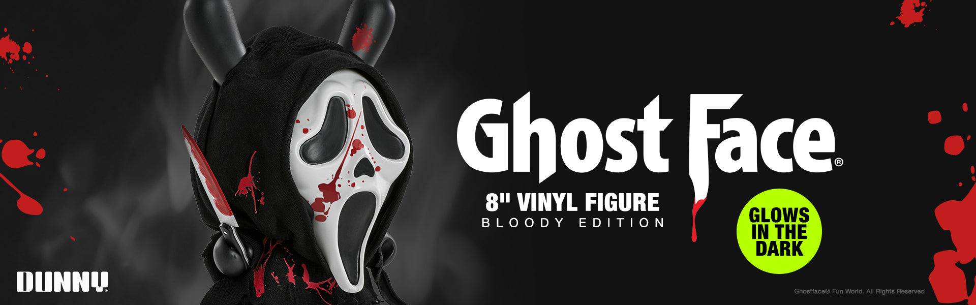 Ghost Face 8" Dunny Glow-in-the-Dark Vinyl Art Figure - Bloody Edition - Kidrobot