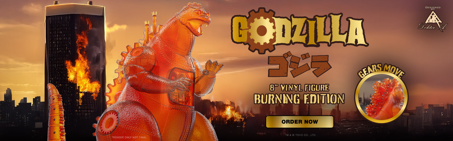 Godzilla x Doktor A - Godzilla Vinyl Art Figure - Burning Edition - Kidrobot