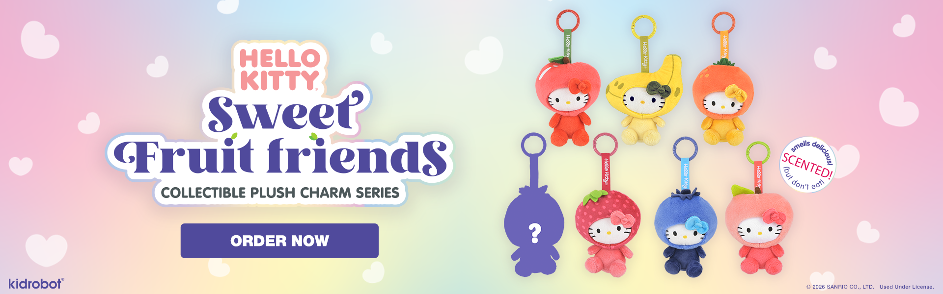 Hello Kitty® Sweet Fruit Friends Blind Box Scented Plush Charms on Kidrobot.com