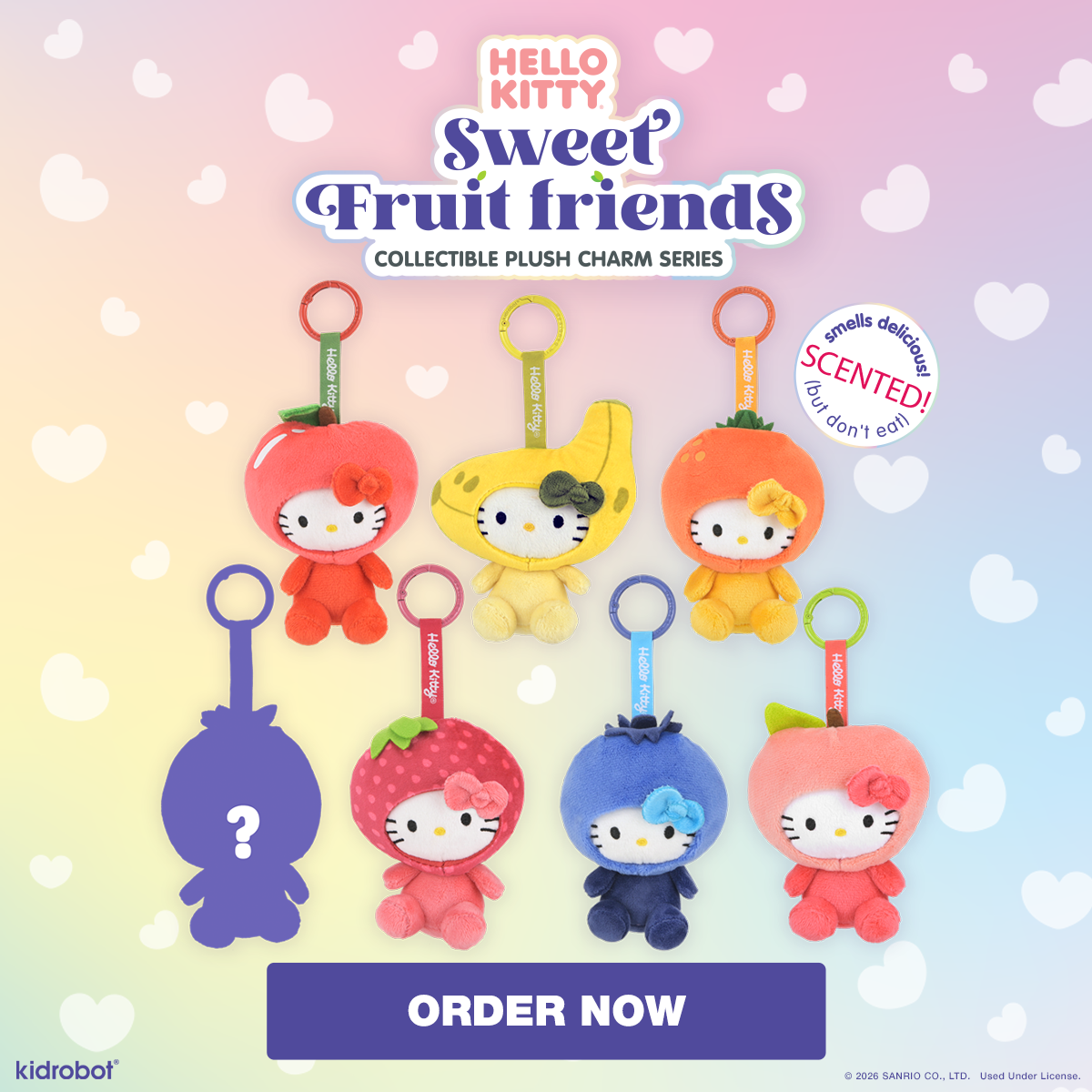 Hello Kitty® Sweet Fruit Friends Blind Box Scented Plush Charms on Kidrobot.com