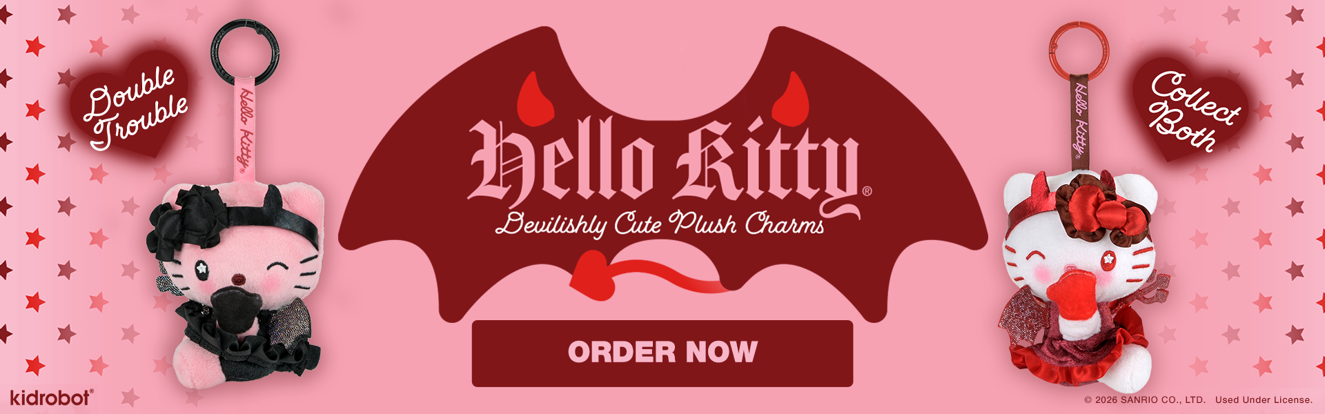 Hello Kitty® Devilishly Cute Plush Charm 2-Pack Bundle - SDCC Debut on Kidrobot.com
