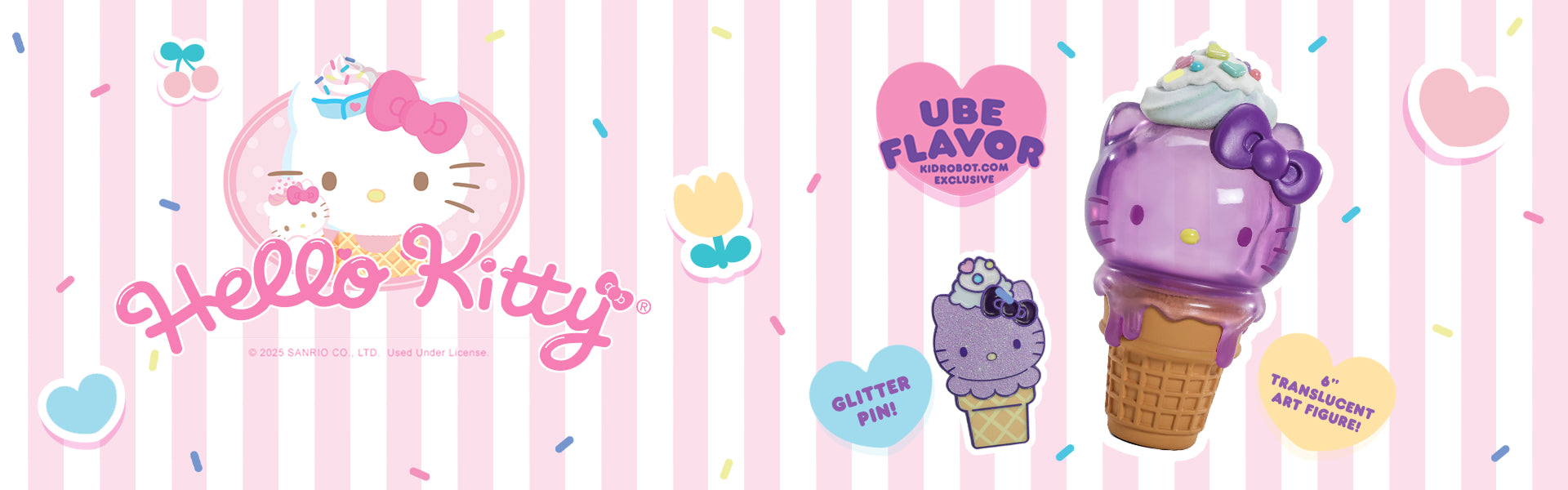 Hello Kitty® Ice Cream Cone Art Figure & Pin Bundle - Ube Edition - Kidrobot.com Exclusive (Limited Edition) - Kidrobot