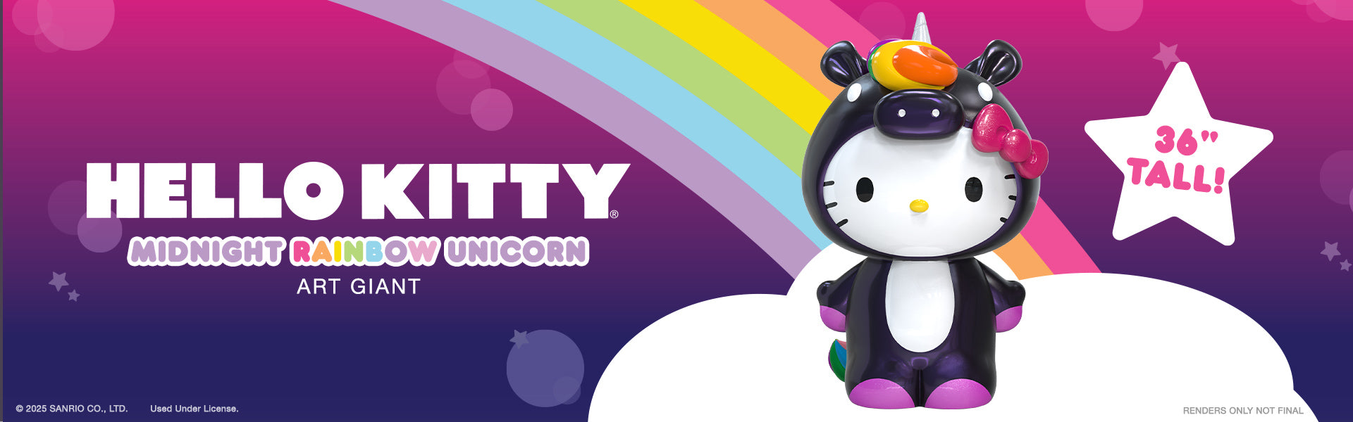 Hello Kitty® Midnight Rainbow Unicorn 36" Art Giant - Kidrobot