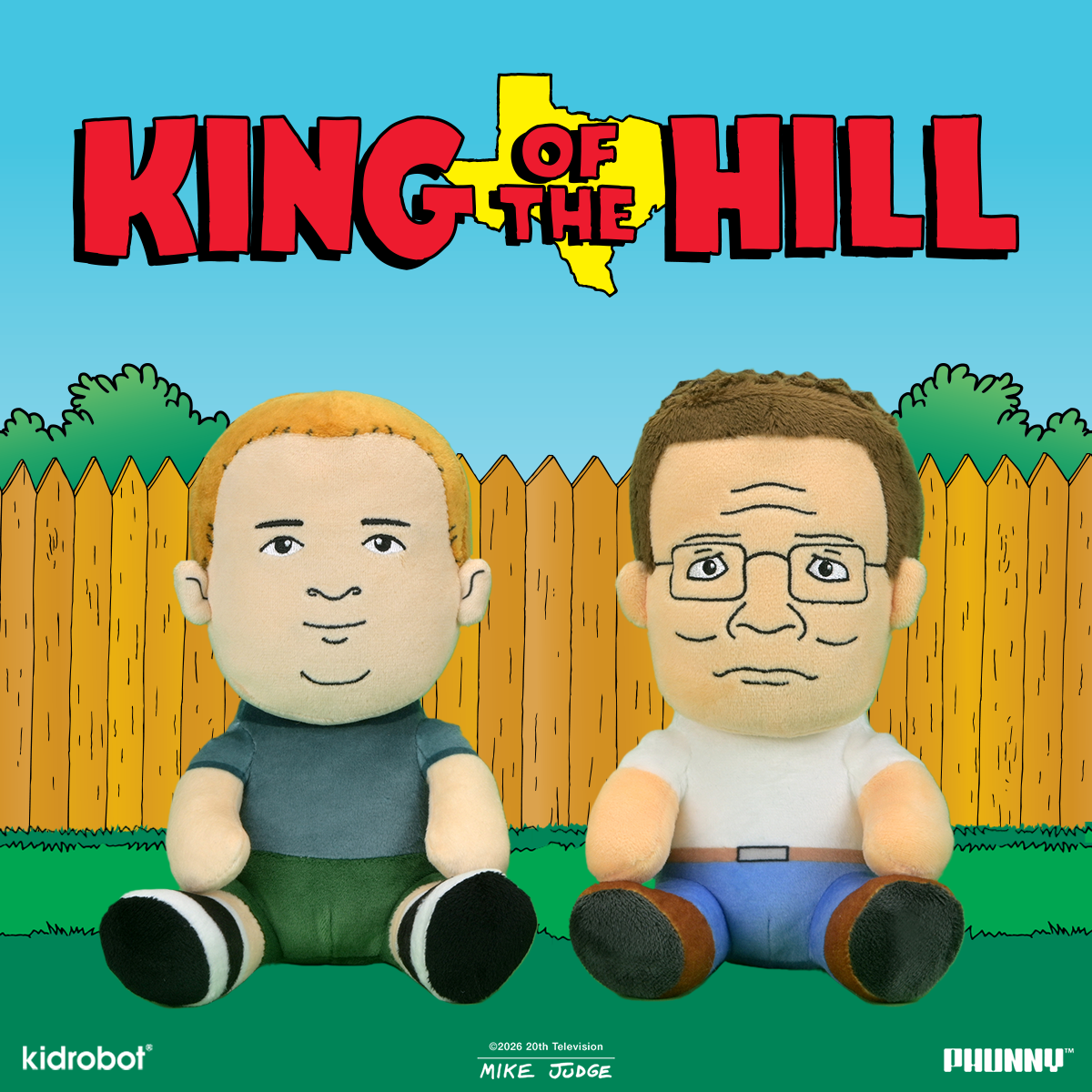 Pre-order King of the Hill Hank and Bobby Phunny plush bundle featuring soft, detailed plush toys of the animated characters.