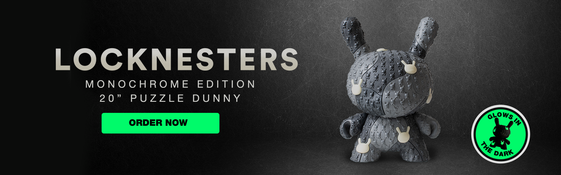 Kidrobot x Locknesters Puzzle Dunny 20" Glow-in-the-Dark Art Figure - Monochrome Edition (Limited Edition of 20) - Kidrobot.com Exclusive