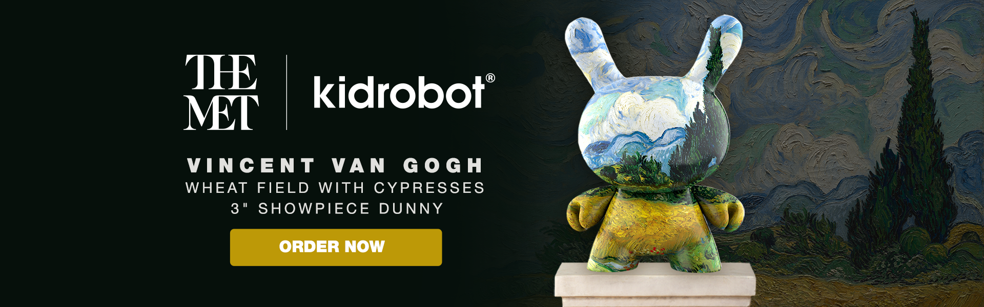 The Met 3" Showpiece Vinyl Art Dunny - Wheat Field with Cypresses by Vincent van Gogh - Kidrobot