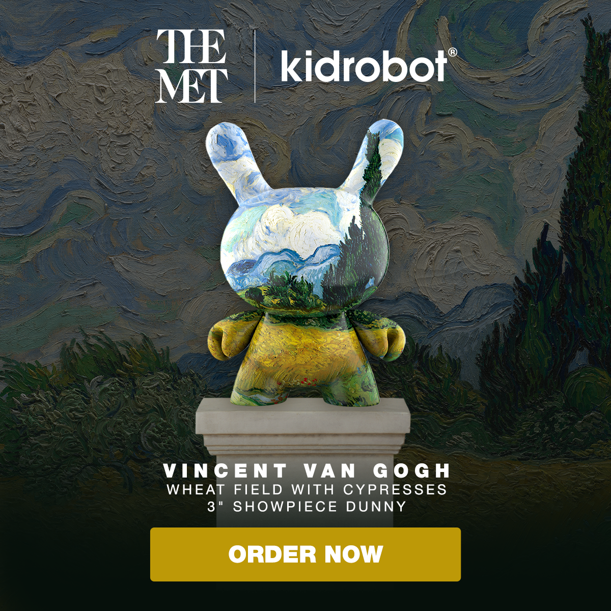 The Met 3" Showpiece Vinyl Art Dunny - Wheat Field with Cypresses by Vincent van Gogh - Kidrobot