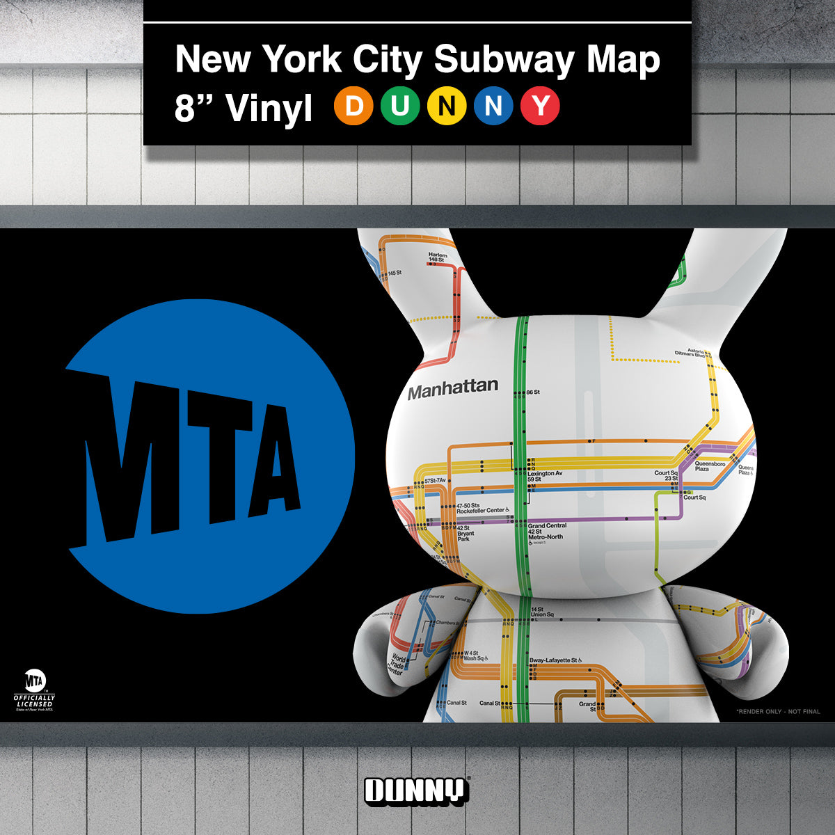 Metropolitan Transportation Authority x Kidrobot - MTA New York City Subway Map Dunny 8" Vinyl Art Figure - Kidrobot