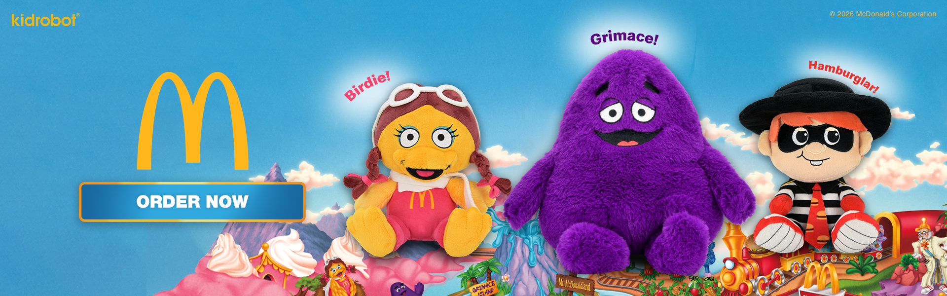 McDonald's - Grimace, Hamburglar, and Birdie 3-Pack Phunny Plush Bundle - SDCC Debut on Kidrobot.com