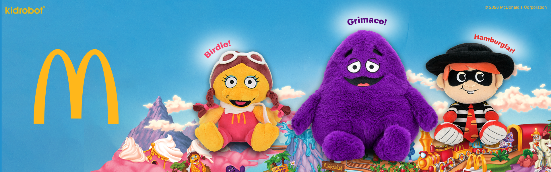 McDonald's - Grimace, Hamburglar, and Birdie 3-Pack Phunny Plush Bundle - SDCC Debut on Kidrobot.com