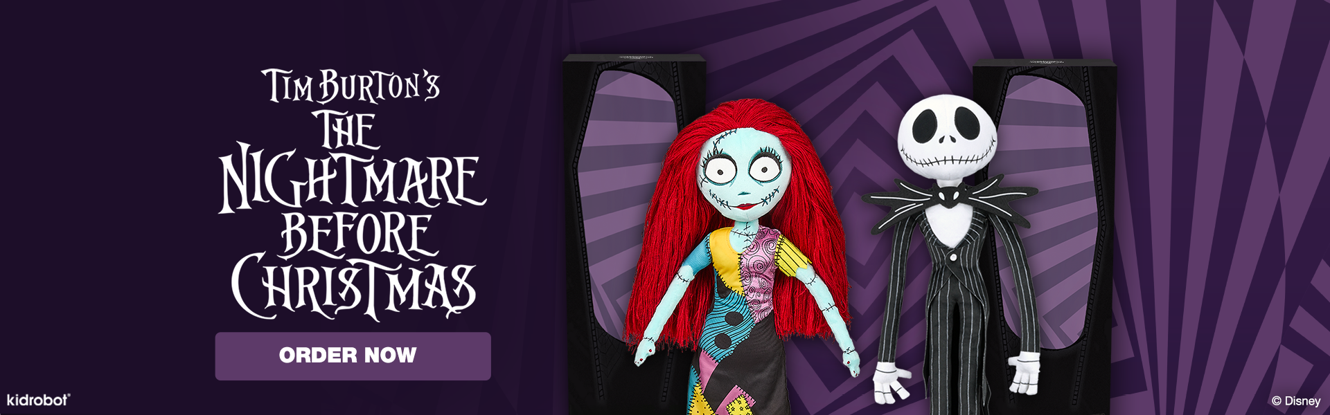 Disney Tim Burton's The Nightmare Before Christmas - Jack Skellington and Sally Premium Plush Doll in Gift Boxes Bundle 2-Pack on Kidrobot.com