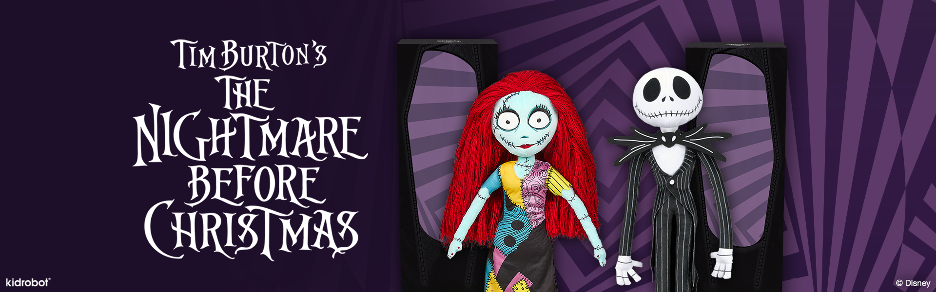 Disney Tim Burton's The Nightmare Before Christmas - Jack Skellington and Sally Premium Plush Doll in Gift Boxes Bundle 2-Pack on Kidrobot.com