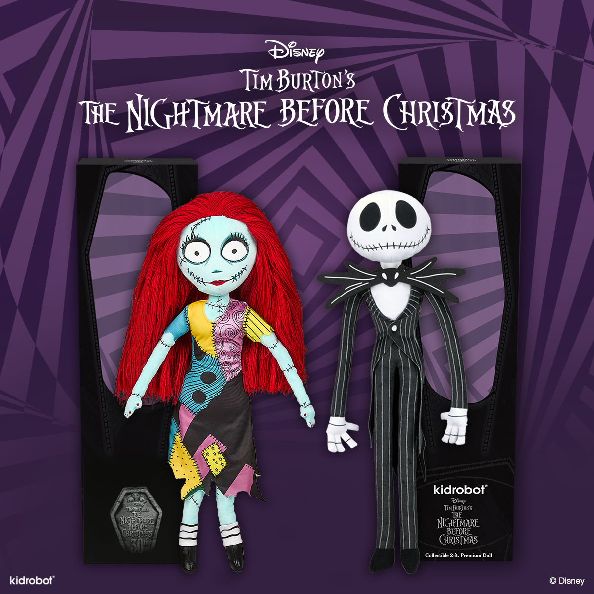 Disney Tim Burton's The Nightmare Before Christmas - Jack Skellington and Sally Premium Plush Doll in Gift Boxes Bundle 2-Pack on Kidrobot.com