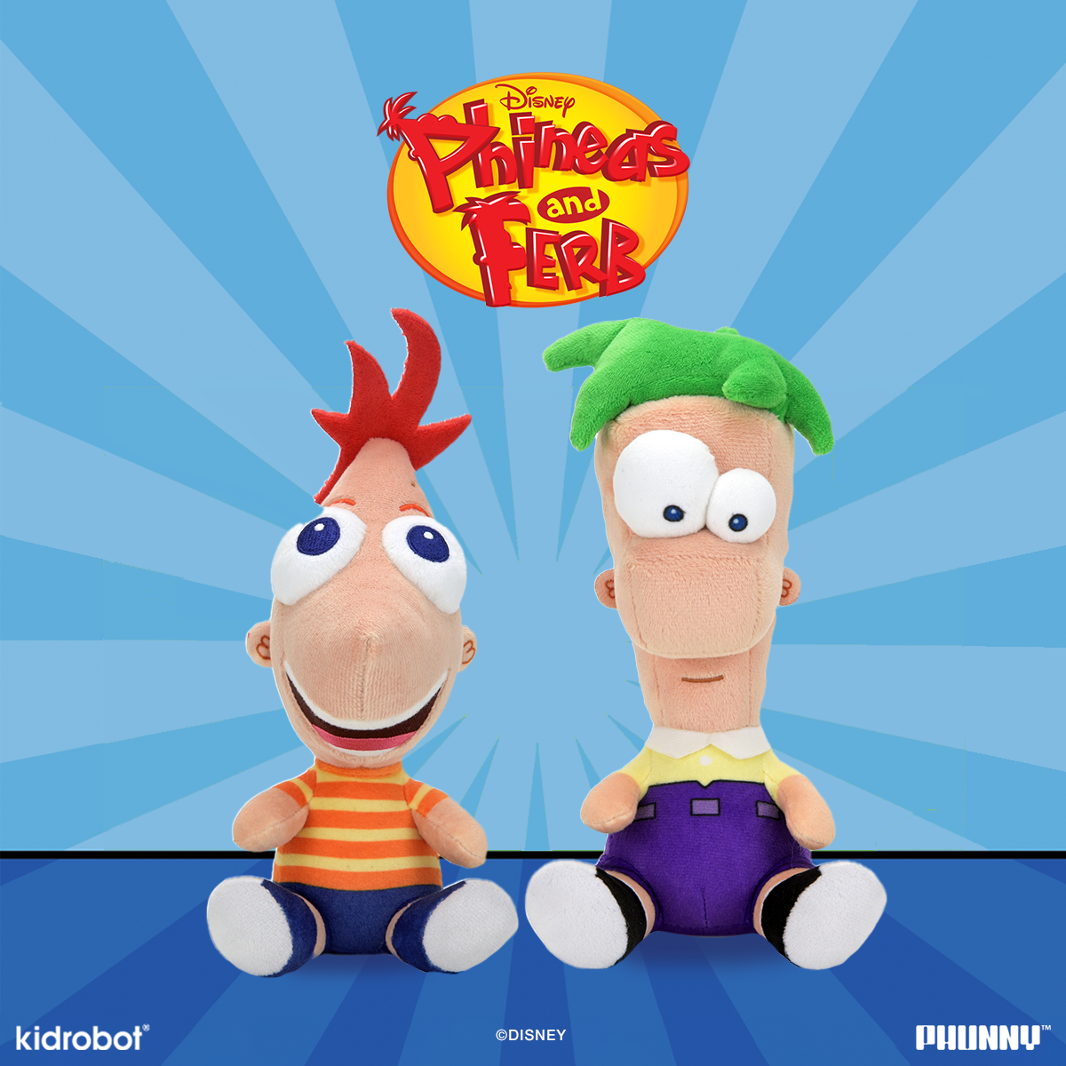 Disney Phineas and Ferb plush bundle featuring soft, cuddly Phineas and Ferb characters from the animated series.