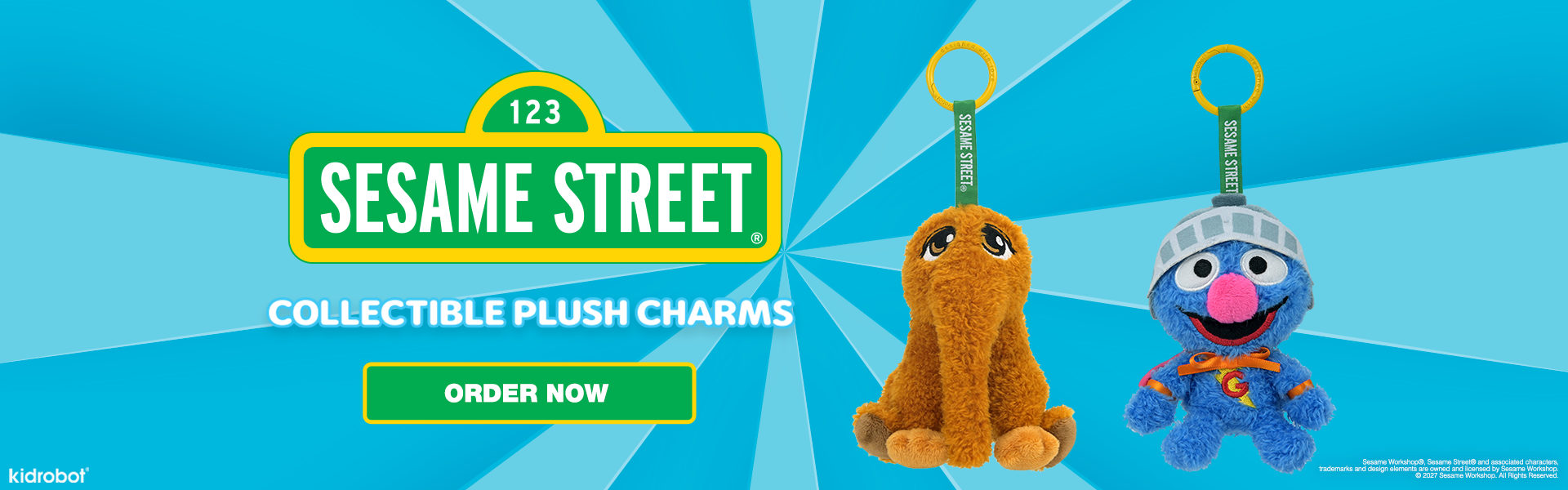 Sesame Street - Mr. Snuffleupagus and Super Grover Plush Charm Bundle on Kidrobot.com
