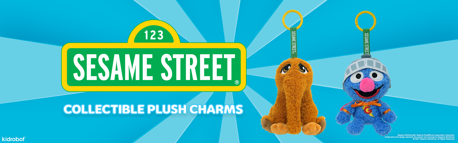 Sesame Street - Mr. Snuffleupagus and Super Grover Plush Charm Bundle on Kidrobot.com